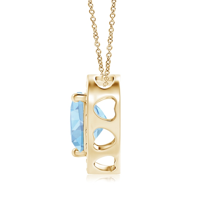 6mm AAAA Heart-Shaped Aquamarine Pendant with Diamond Halo in Yellow Gold product image