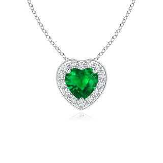 4mm AAAA Heart-Shaped Emerald Pendant with Diamond Halo in P950 Platinum