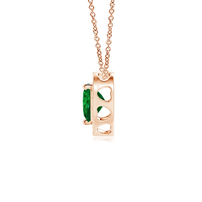 4mm AAAA Heart-Shaped Emerald Pendant with Diamond Halo in Rose Gold product image