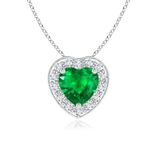 5mm AAA Heart-Shaped Emerald Pendant with Diamond Halo in P950 Platinum