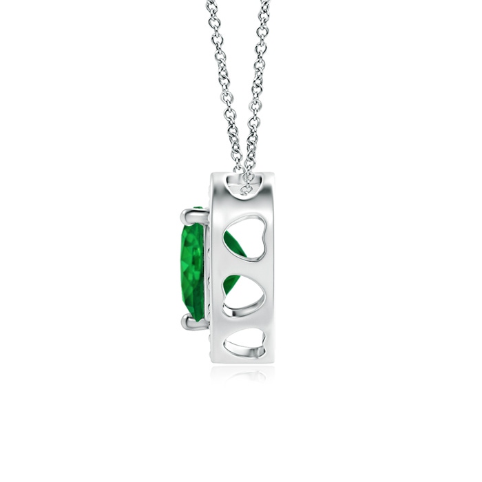 5mm AAA Heart-Shaped Emerald Pendant with Diamond Halo in White Gold Product Image