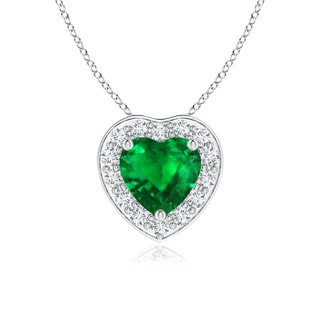 5mm AAAA Heart-Shaped Emerald Pendant with Diamond Halo in P950 Platinum