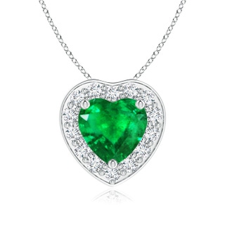 6mm AAA Heart-Shaped Emerald Pendant with Diamond Halo in White Gold