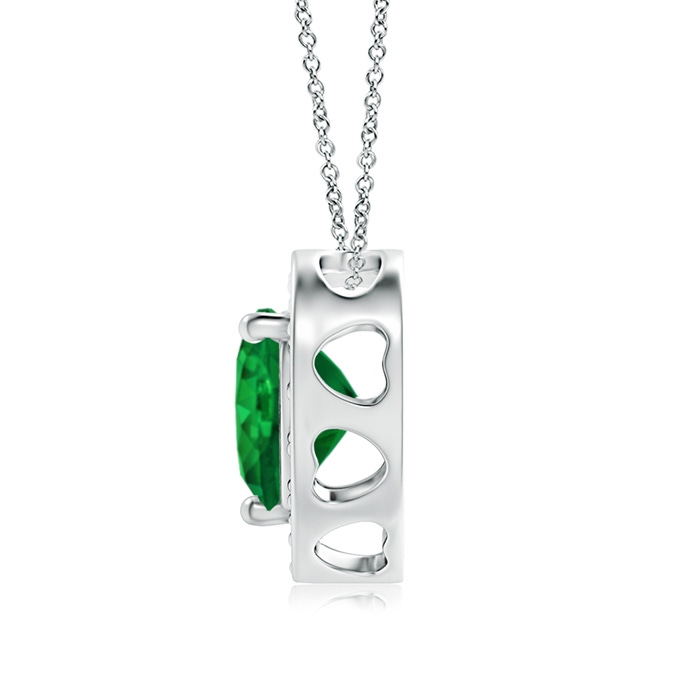 6mm AAA Heart-Shaped Emerald Pendant with Diamond Halo in White Gold Product Image