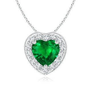 6mm AAAA Heart-Shaped Emerald Pendant with Diamond Halo in P950 Platinum