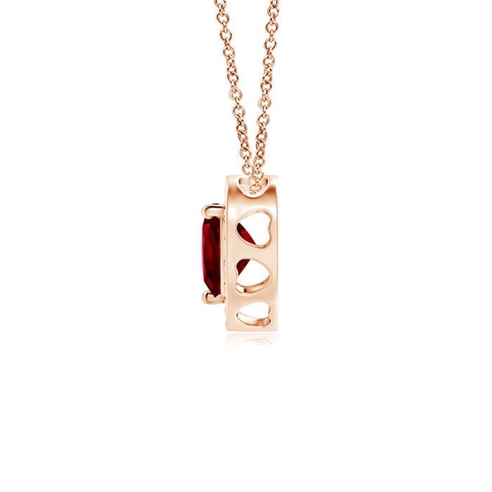 4mm AAAA Heart-Shaped Garnet Pendant with Diamond Halo in Rose Gold Product Image