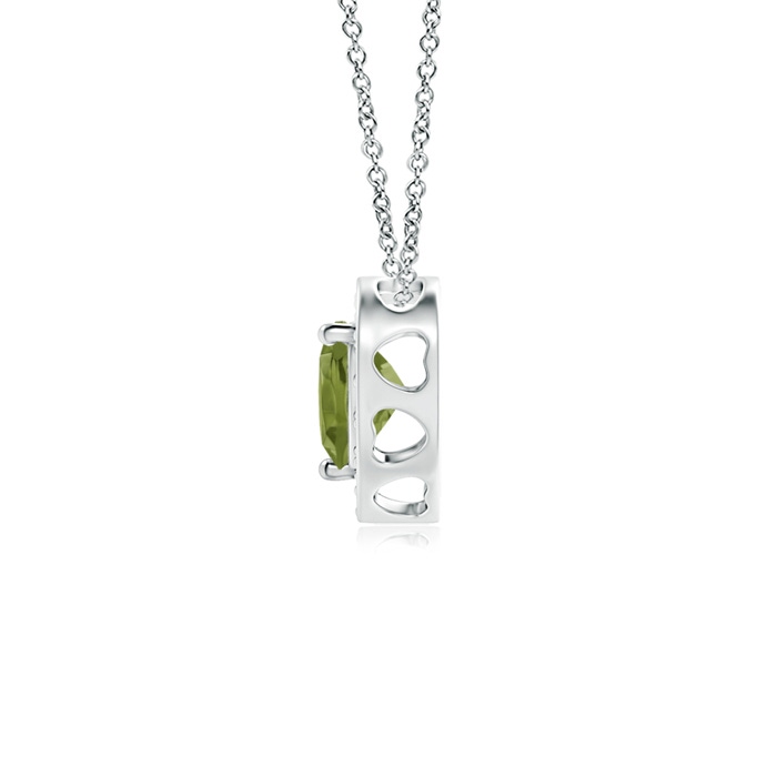 4mm A Heart-Shaped Peridot Pendant with Diamond Halo in White Gold product image