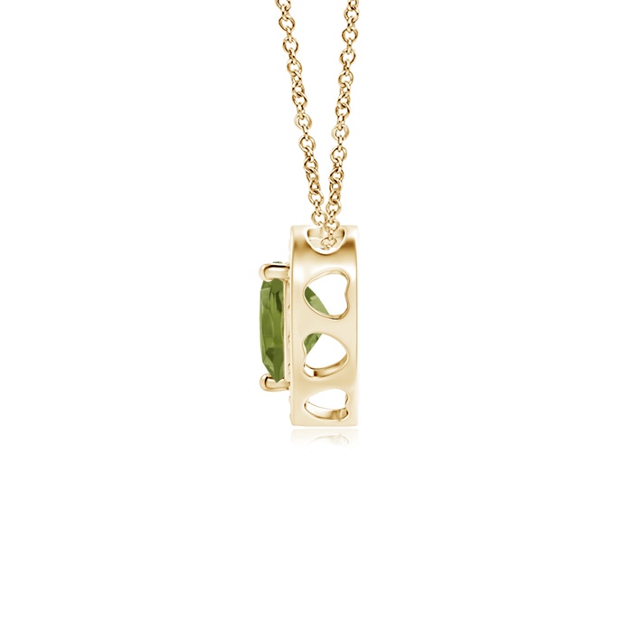 4mm A Heart-Shaped Peridot Pendant with Diamond Halo in Yellow Gold product image