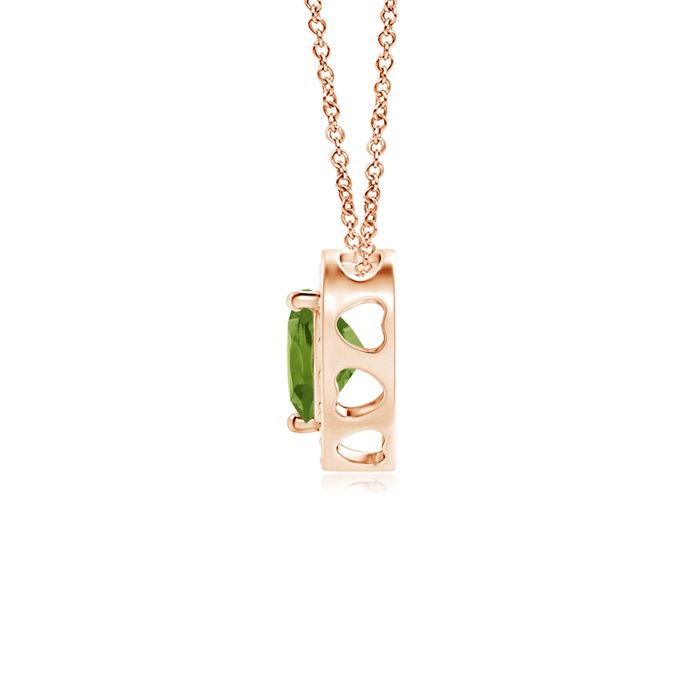 4mm AAA Heart-Shaped Peridot Pendant with Diamond Halo in Rose Gold product image