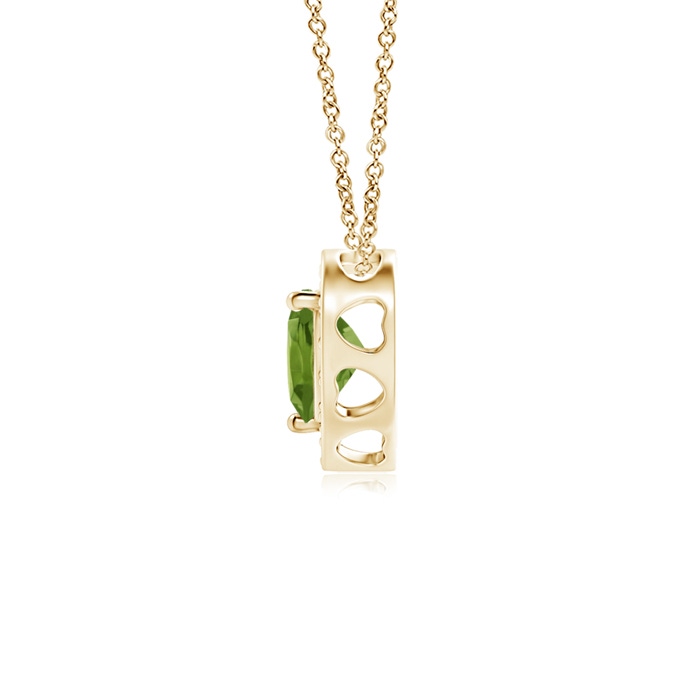 4mm AAA Heart-Shaped Peridot Pendant with Diamond Halo in Yellow Gold Product Image