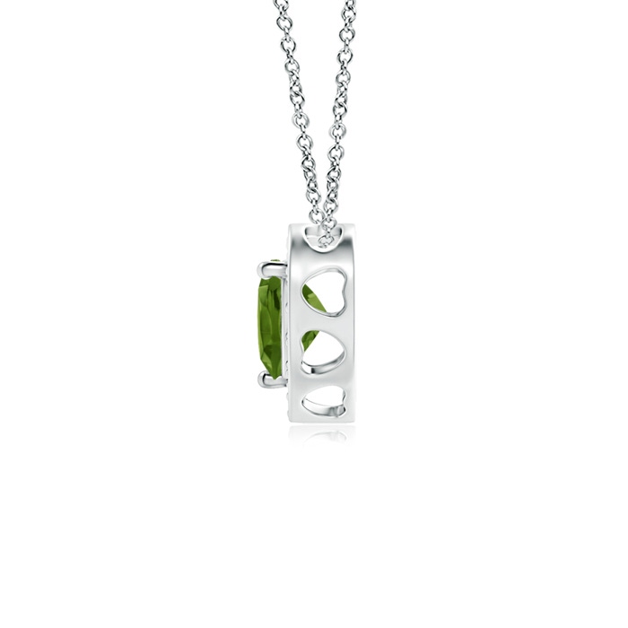 4mm AAAA Heart-Shaped Peridot Pendant with Diamond Halo in White Gold product image
