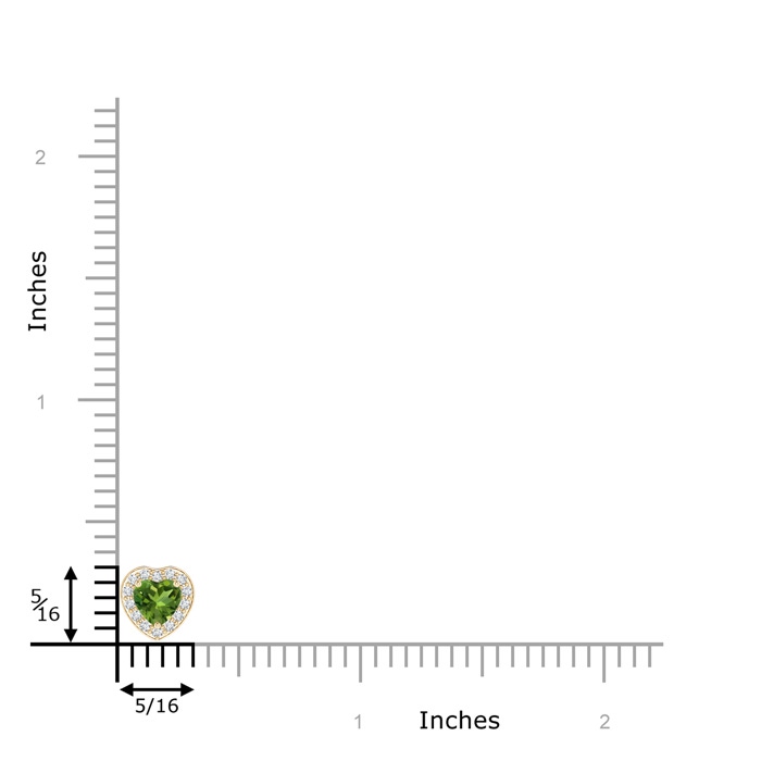 4mm AAAA Heart-Shaped Peridot Pendant with Diamond Halo in Yellow Gold product image