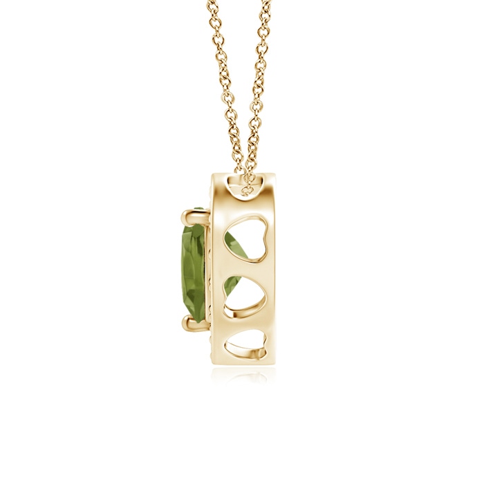5mm A Heart-Shaped Peridot Pendant with Diamond Halo in Yellow Gold product image