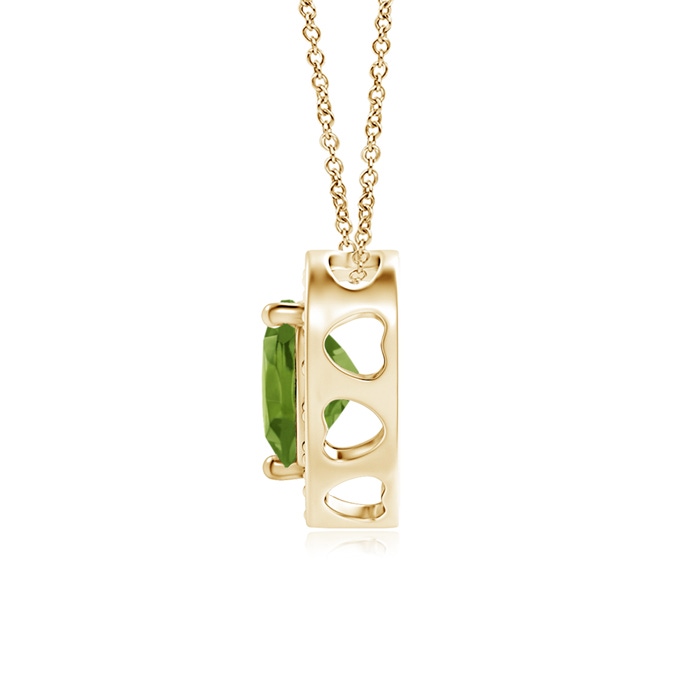 5mm AAA Heart-Shaped Peridot Pendant with Diamond Halo in Yellow Gold product image