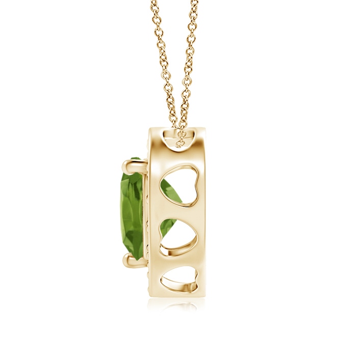 6mm AAA Heart-Shaped Peridot Pendant with Diamond Halo in Yellow Gold product image