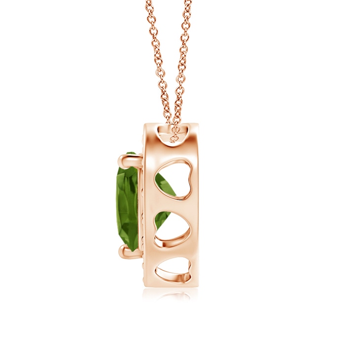 6mm AAAA Heart-Shaped Peridot Pendant with Diamond Halo in Rose Gold product image