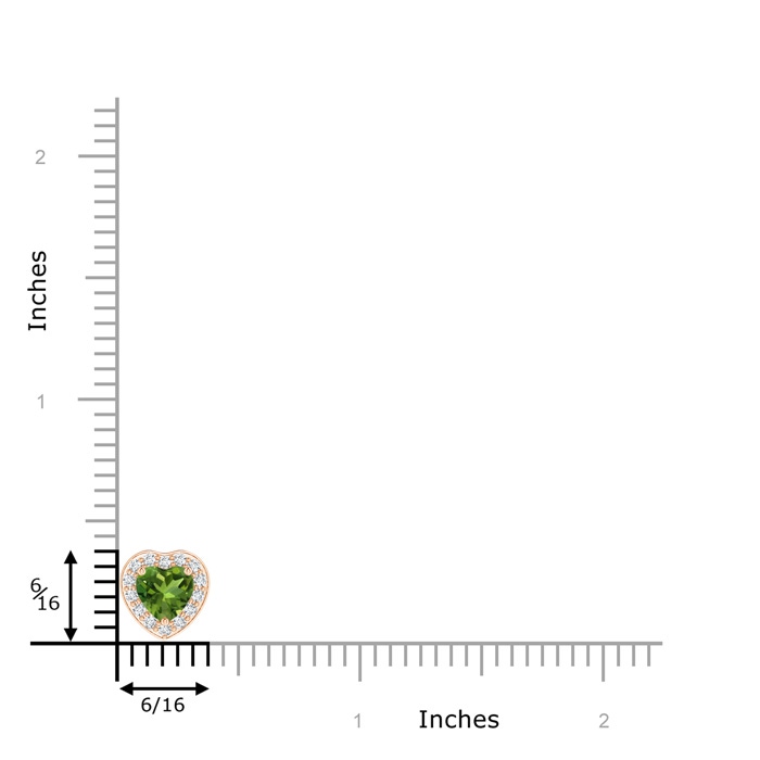 6mm AAAA Heart-Shaped Peridot Pendant with Diamond Halo in Rose Gold product image