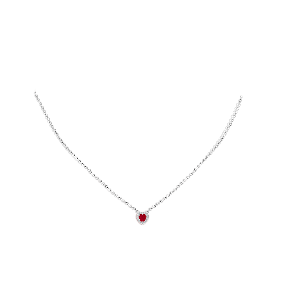 4mm AA Heart-Shaped Ruby Pendant with Diamond Halo in P950 Platinum pen