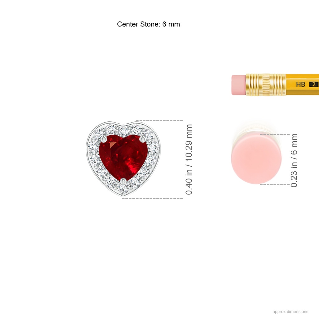 6mm AAAA Heart-Shaped Ruby Pendant with Diamond Halo in White Gold Product Image