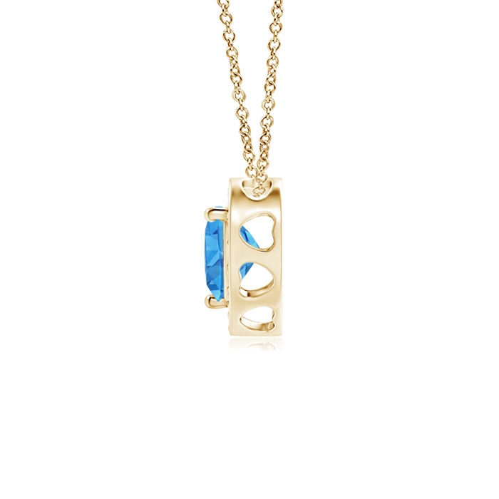 4mm AAAA Heart-Shaped Swiss Blue Topaz Pendant with Diamond Halo in Yellow Gold product image