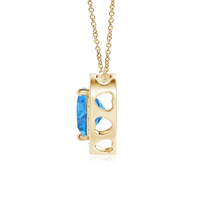 5mm AAAA Heart-Shaped Swiss Blue Topaz Pendant with Diamond Halo in Yellow Gold product image