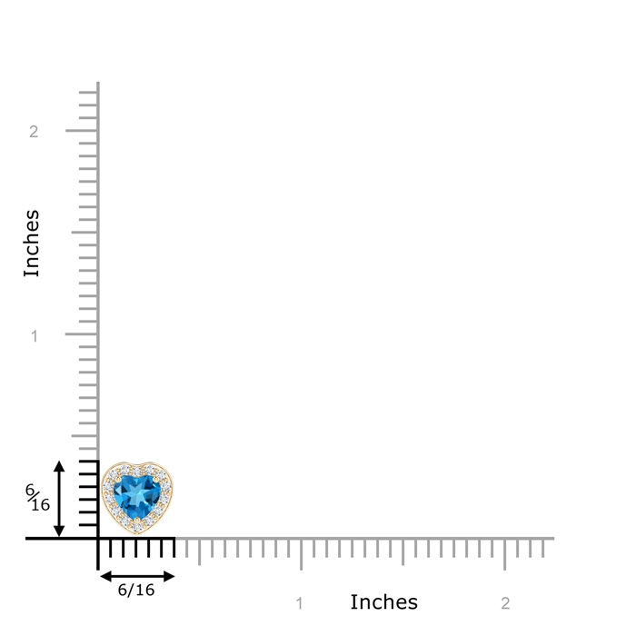 5mm AAAA Heart-Shaped Swiss Blue Topaz Pendant with Diamond Halo in Yellow Gold product image