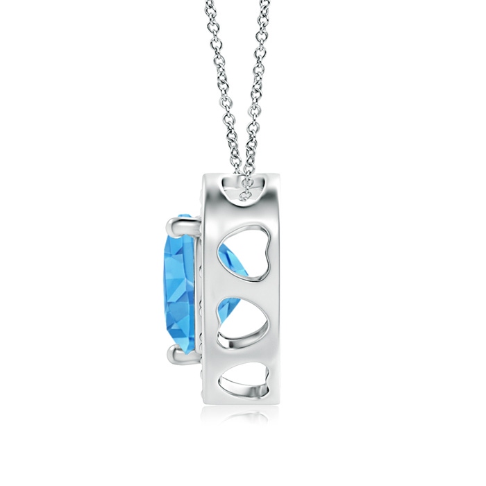 6mm AAA Heart-Shaped Swiss Blue Topaz Pendant with Diamond Halo in White Gold product image