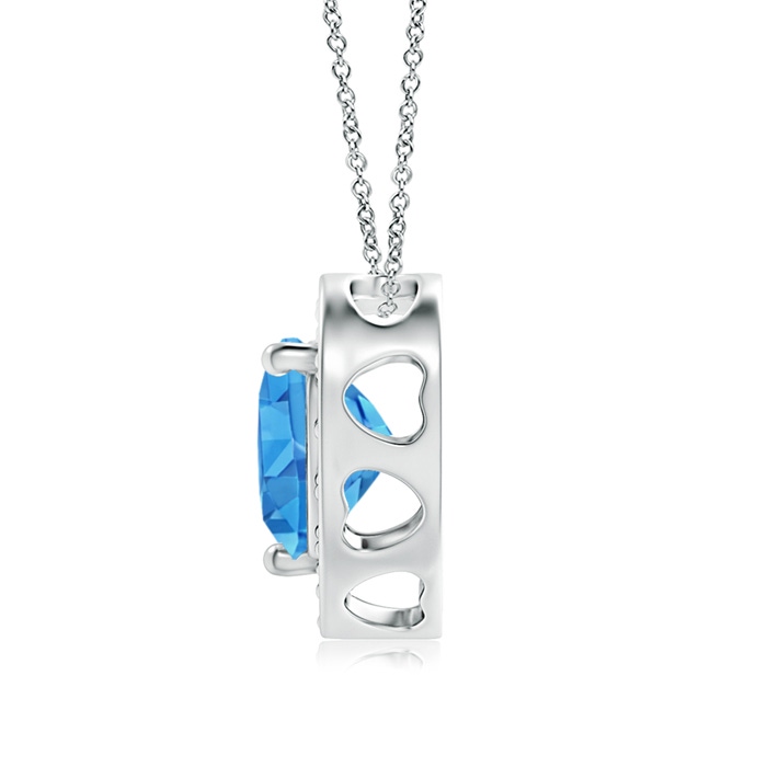 6mm AAAA Heart-Shaped Swiss Blue Topaz Pendant with Diamond Halo in P950 Platinum product image