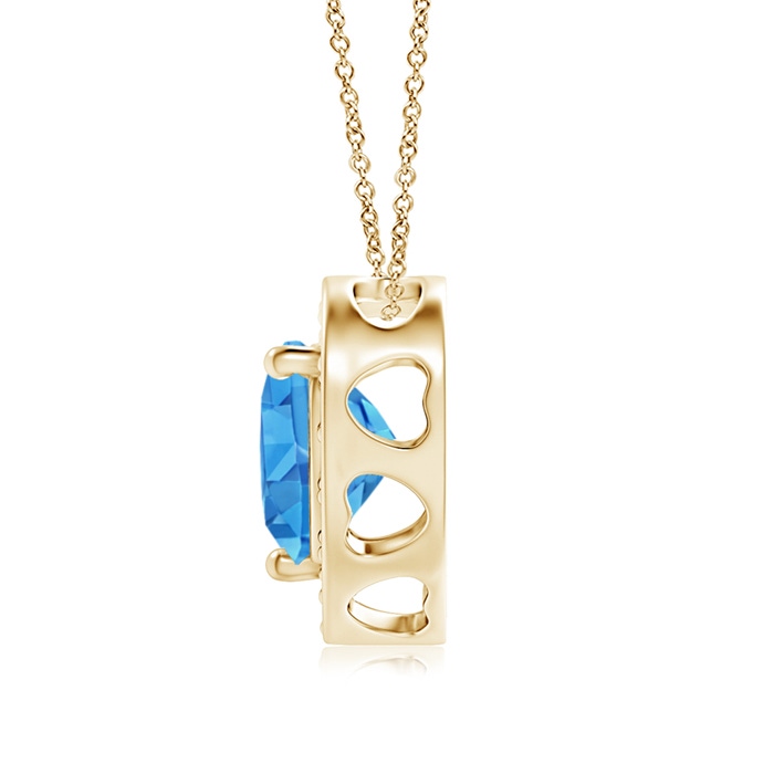 6mm AAAA Heart-Shaped Swiss Blue Topaz Pendant with Diamond Halo in Yellow Gold product image