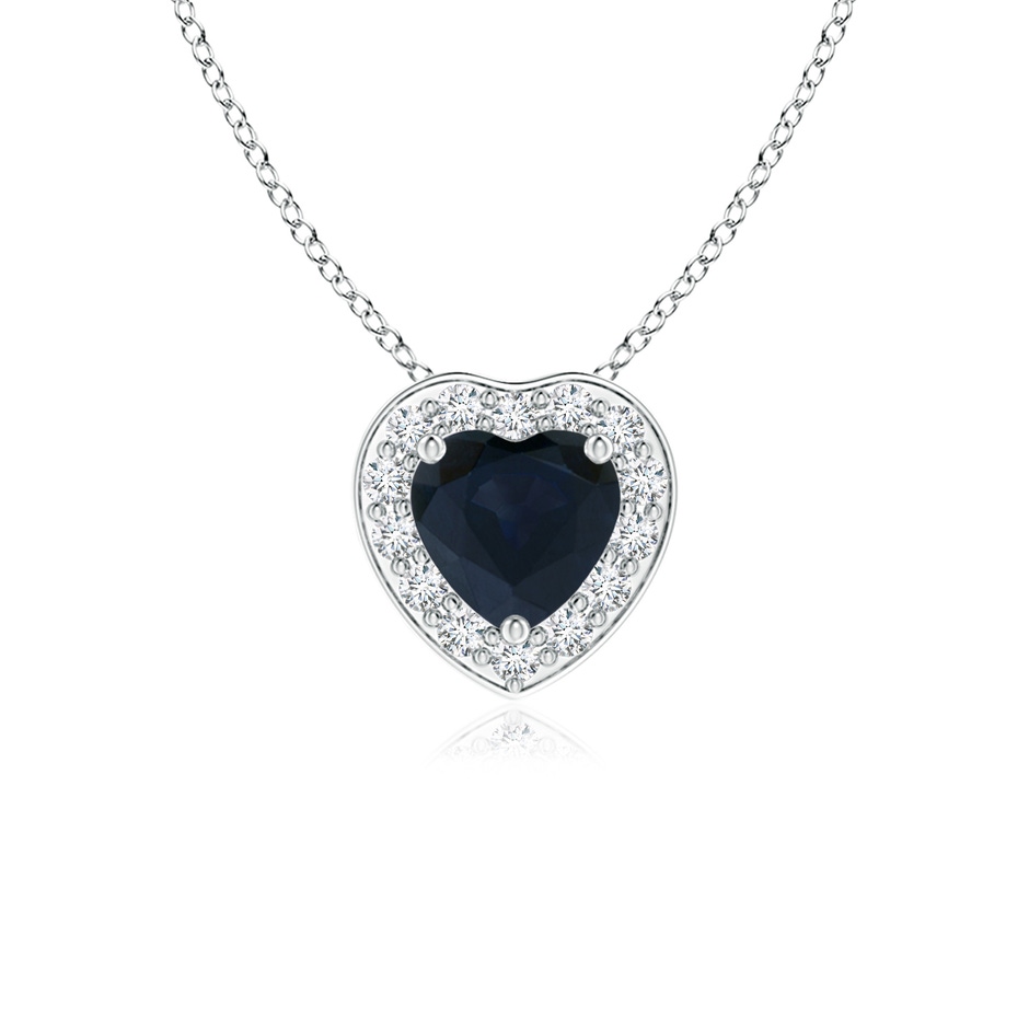 4mm A Heart-Shaped Blue Sapphire Pendant with Diamond Halo in P950 Platinum 