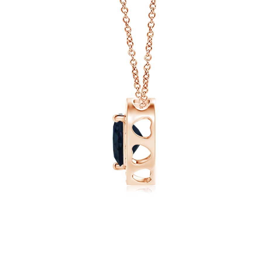 4mm A Heart-Shaped Blue Sapphire Pendant with Diamond Halo in Rose Gold side 199