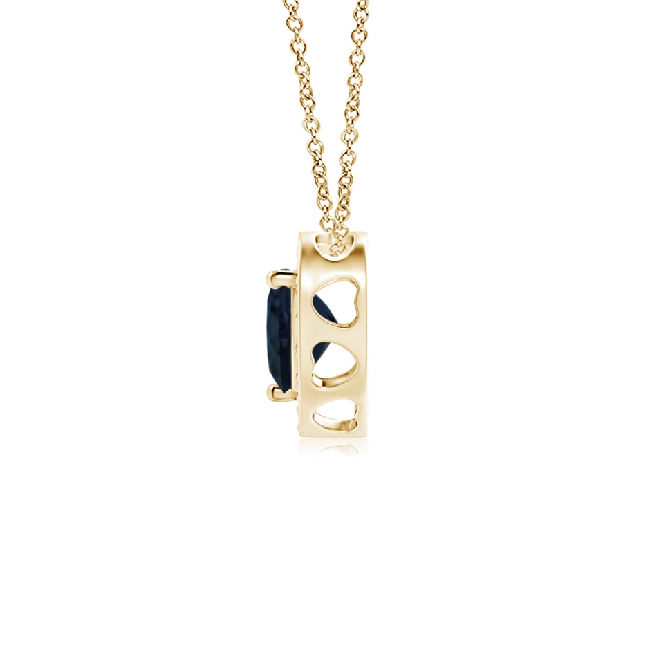 4mm A Heart-Shaped Blue Sapphire Pendant with Diamond Halo in Yellow Gold side 199
