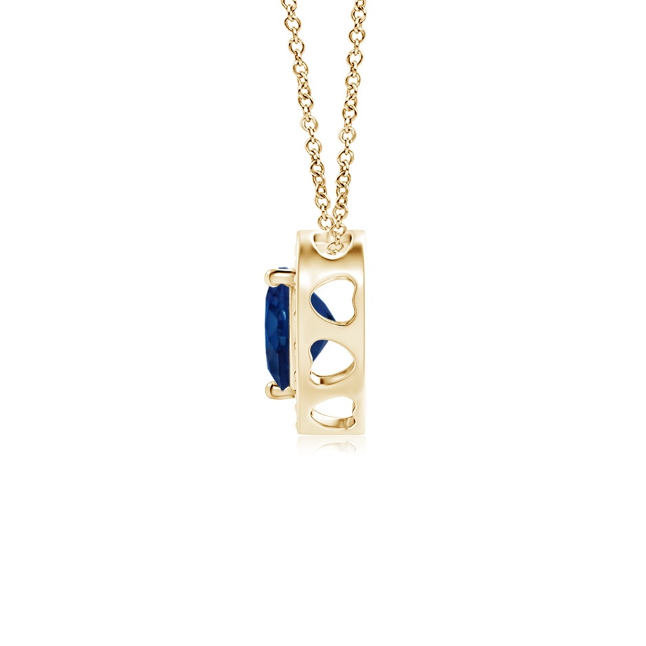 4mm AA Heart-Shaped Blue Sapphire Pendant with Diamond Halo in Yellow Gold side 199