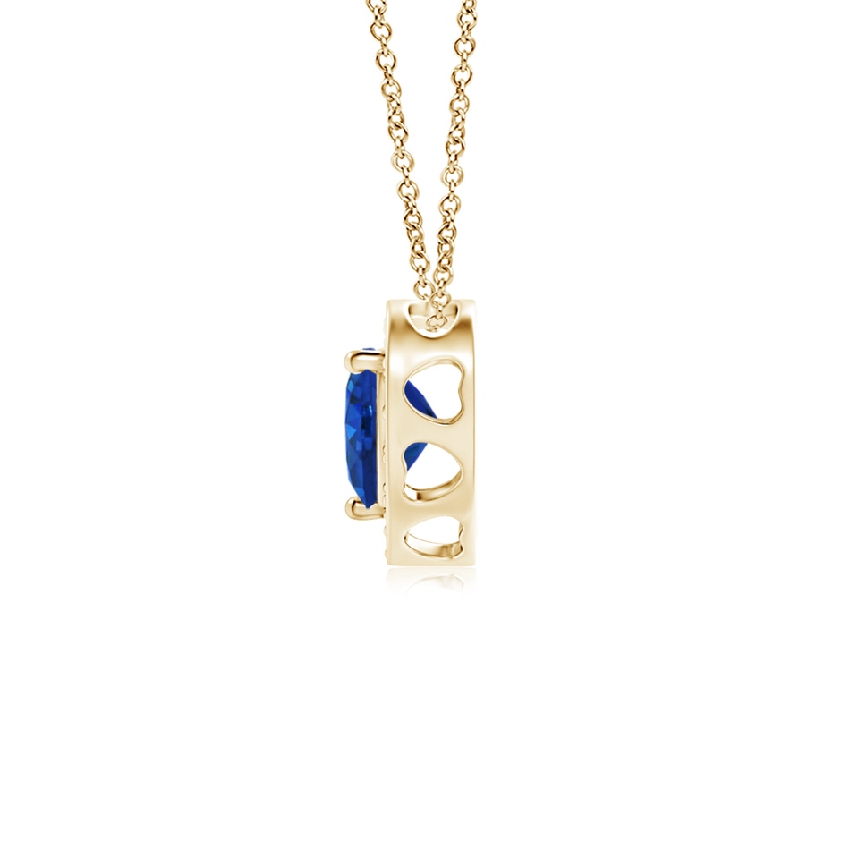 4mm AAA Heart-Shaped Blue Sapphire Pendant with Diamond Halo in Yellow Gold side 199