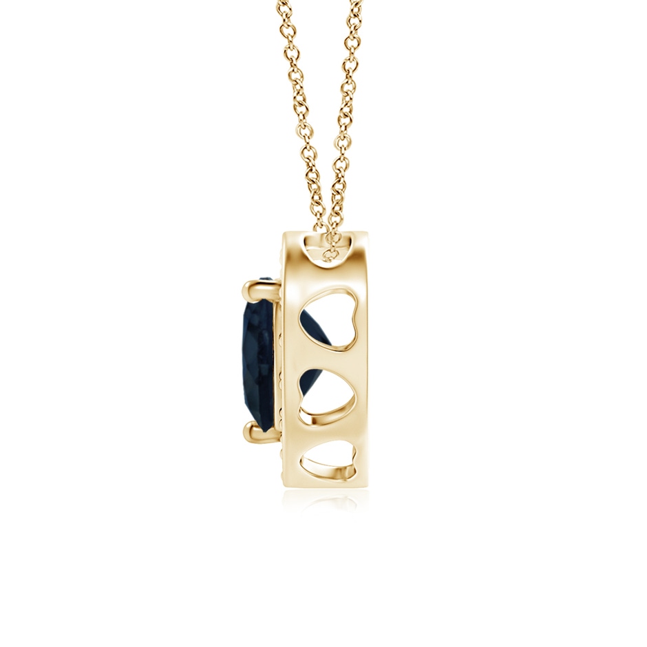 5mm A Heart-Shaped Blue Sapphire Pendant with Diamond Halo in Yellow Gold side 199