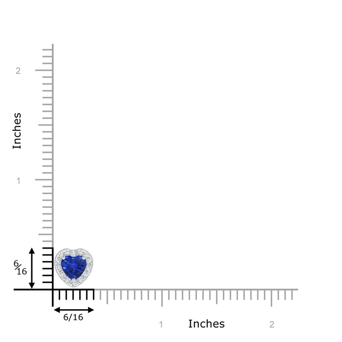 5mm AAA Heart-Shaped Blue Sapphire Pendant with Diamond Halo in White Gold Product Image