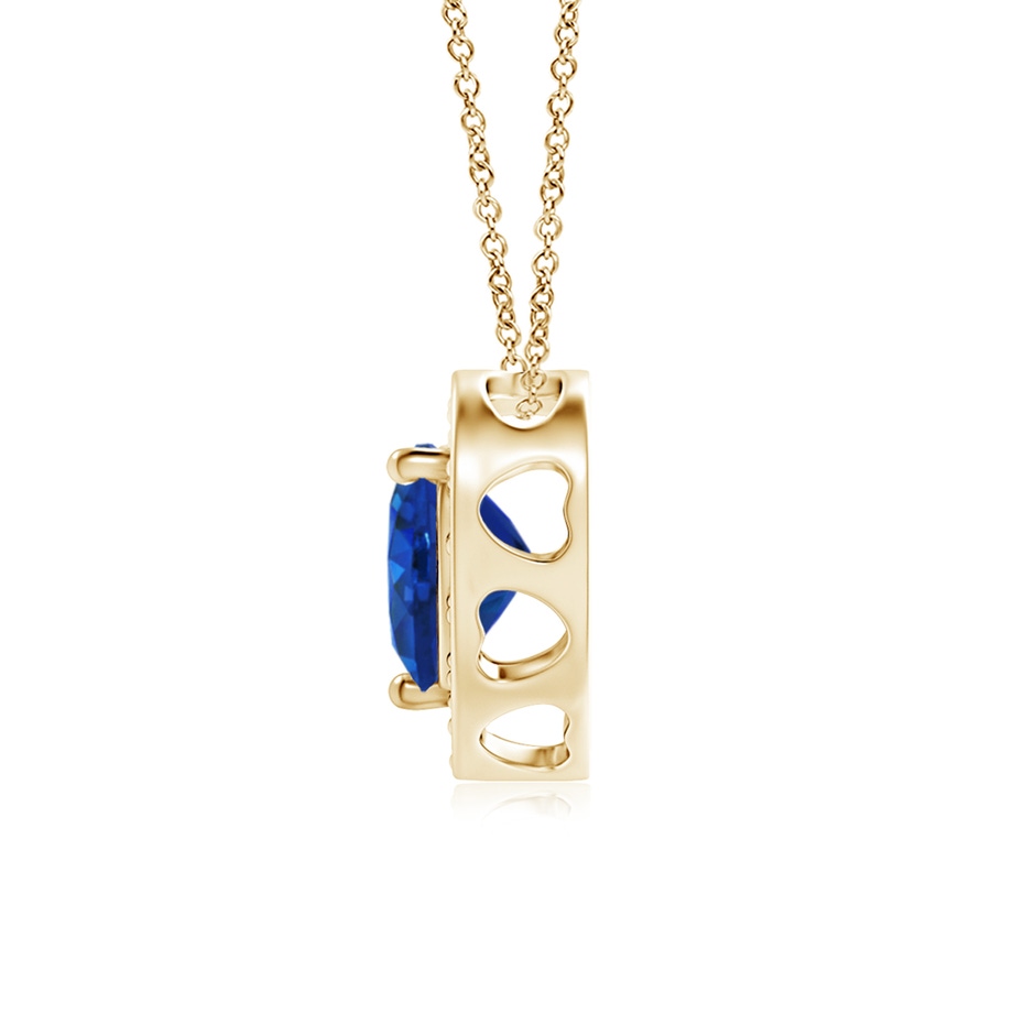 5mm AAA Heart-Shaped Blue Sapphire Pendant with Diamond Halo in Yellow Gold side 199