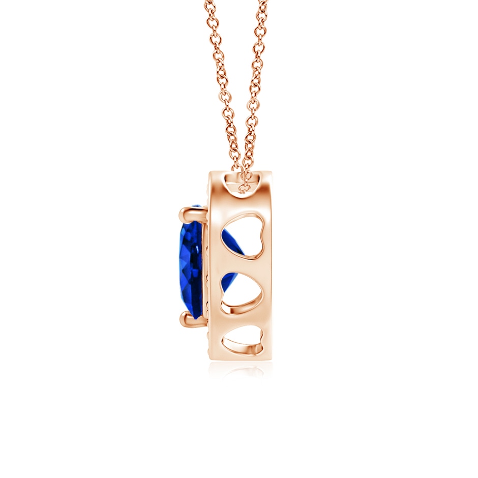 5mm AAAA Heart-Shaped Blue Sapphire Pendant with Diamond Halo in Rose Gold side 199