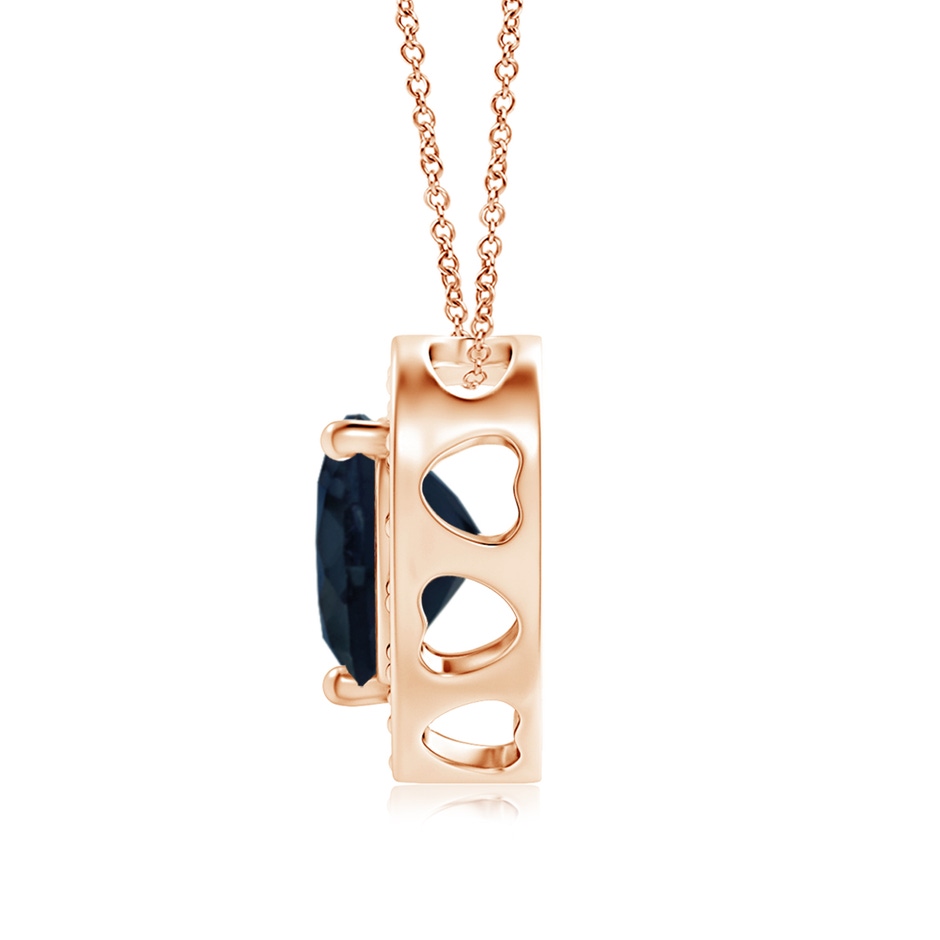 6mm A Heart-Shaped Blue Sapphire Pendant with Diamond Halo in 18K Rose Gold side 199