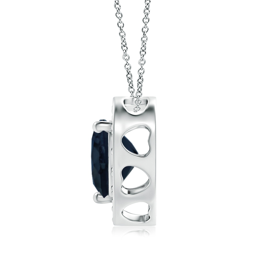 6mm A Heart-Shaped Blue Sapphire Pendant with Diamond Halo in White Gold side 199