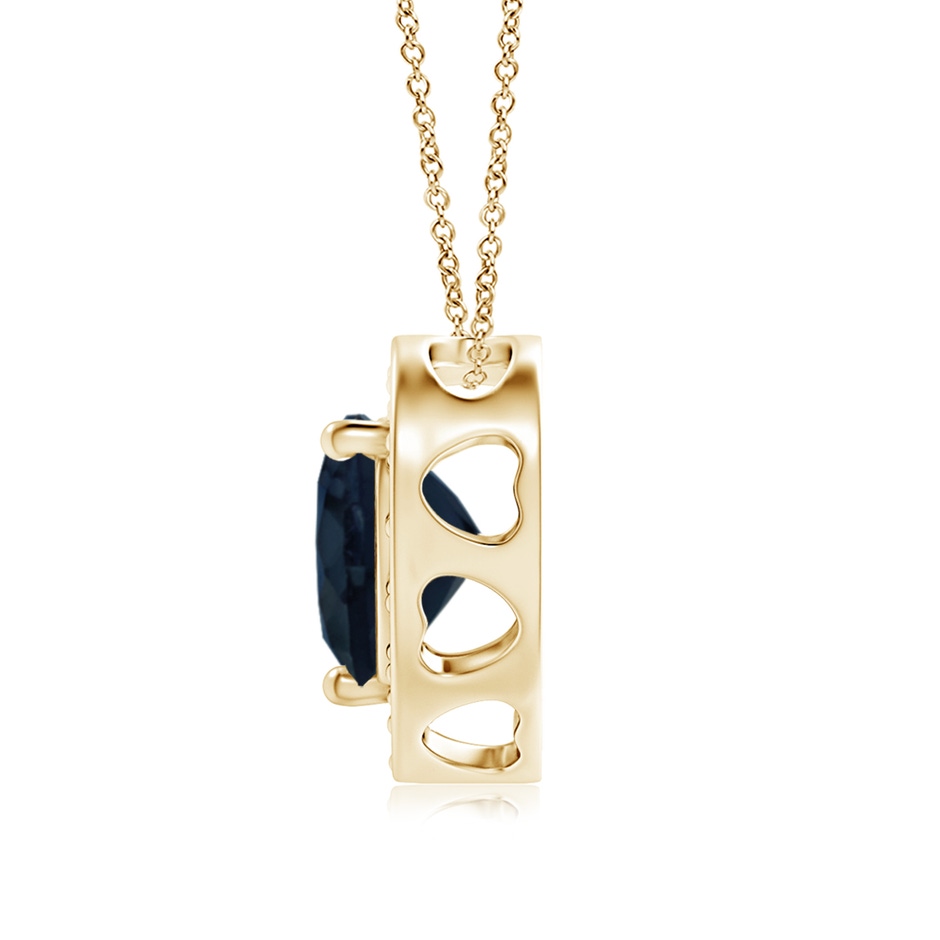 6mm A Heart-Shaped Blue Sapphire Pendant with Diamond Halo in Yellow Gold side 199
