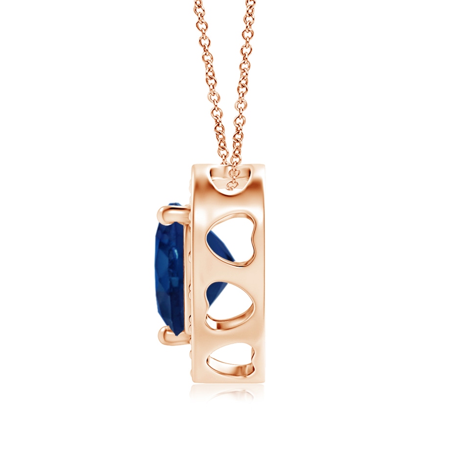 6mm AA Heart-Shaped Blue Sapphire Pendant with Diamond Halo in Rose Gold side 199