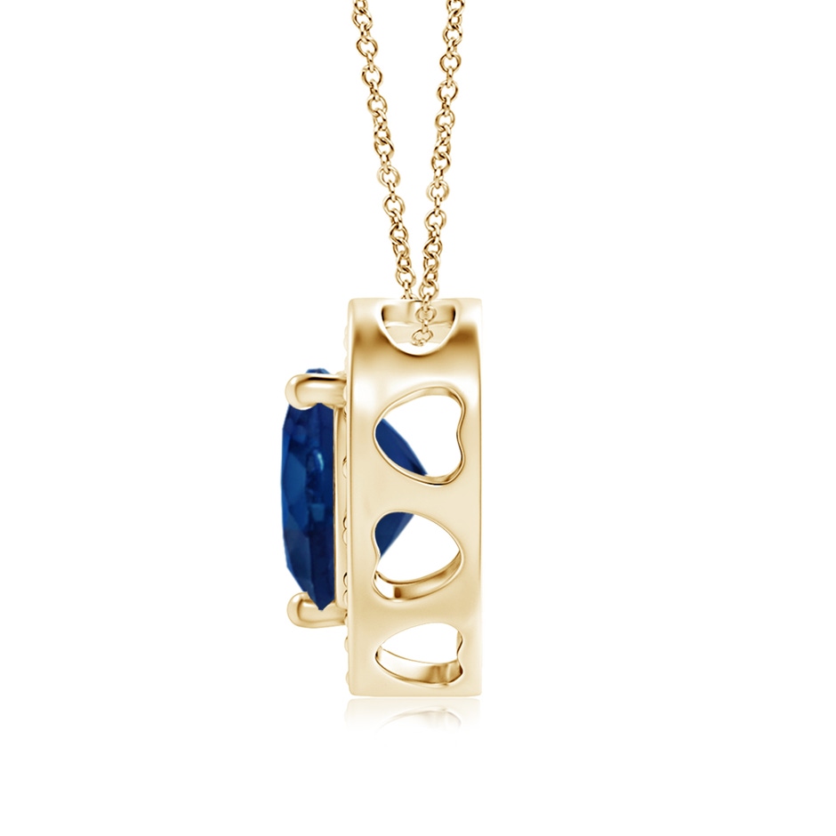 6mm AA Heart-Shaped Blue Sapphire Pendant with Diamond Halo in Yellow Gold side 199