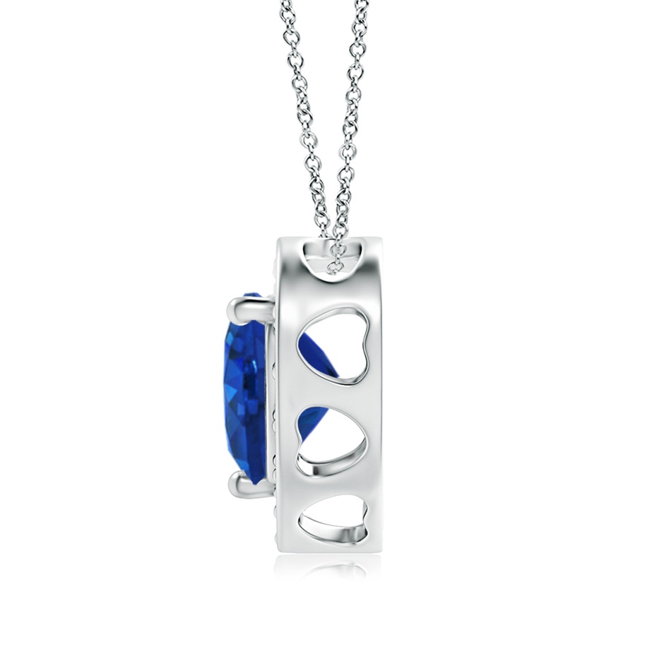 6mm AAA Heart-Shaped Blue Sapphire Pendant with Diamond Halo in 18K White Gold side 199