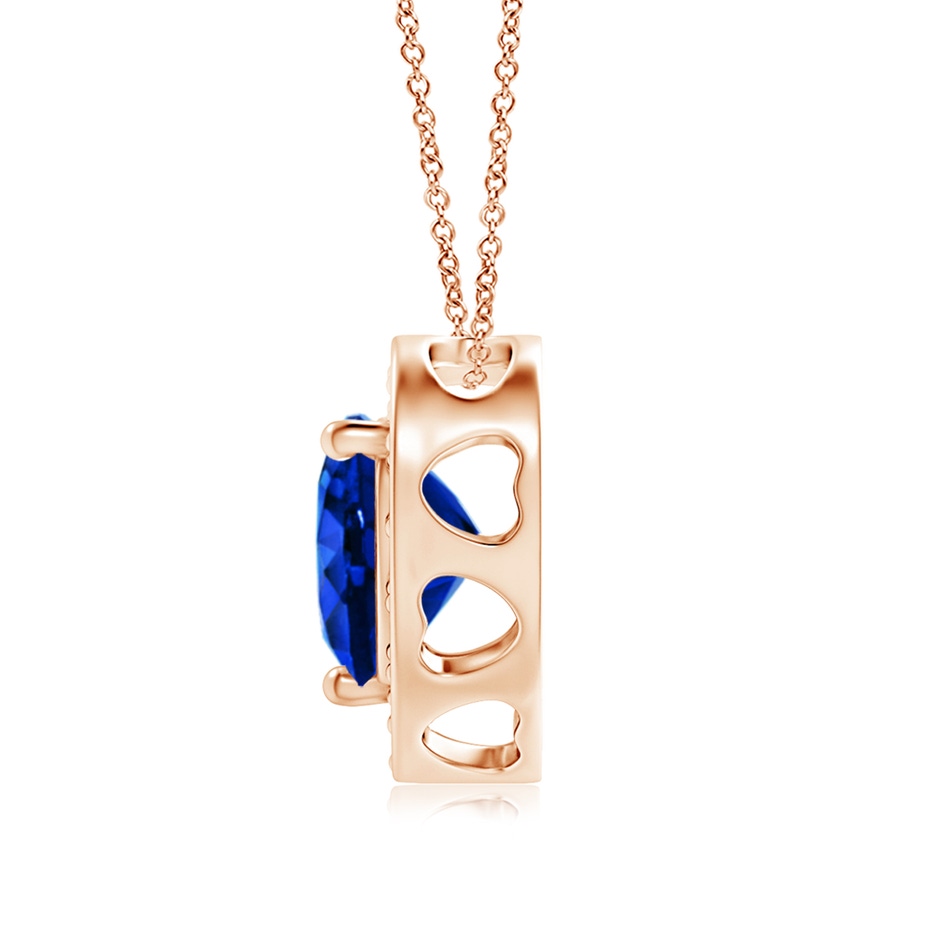 6mm AAAA Heart-Shaped Blue Sapphire Pendant with Diamond Halo in Rose Gold side 199