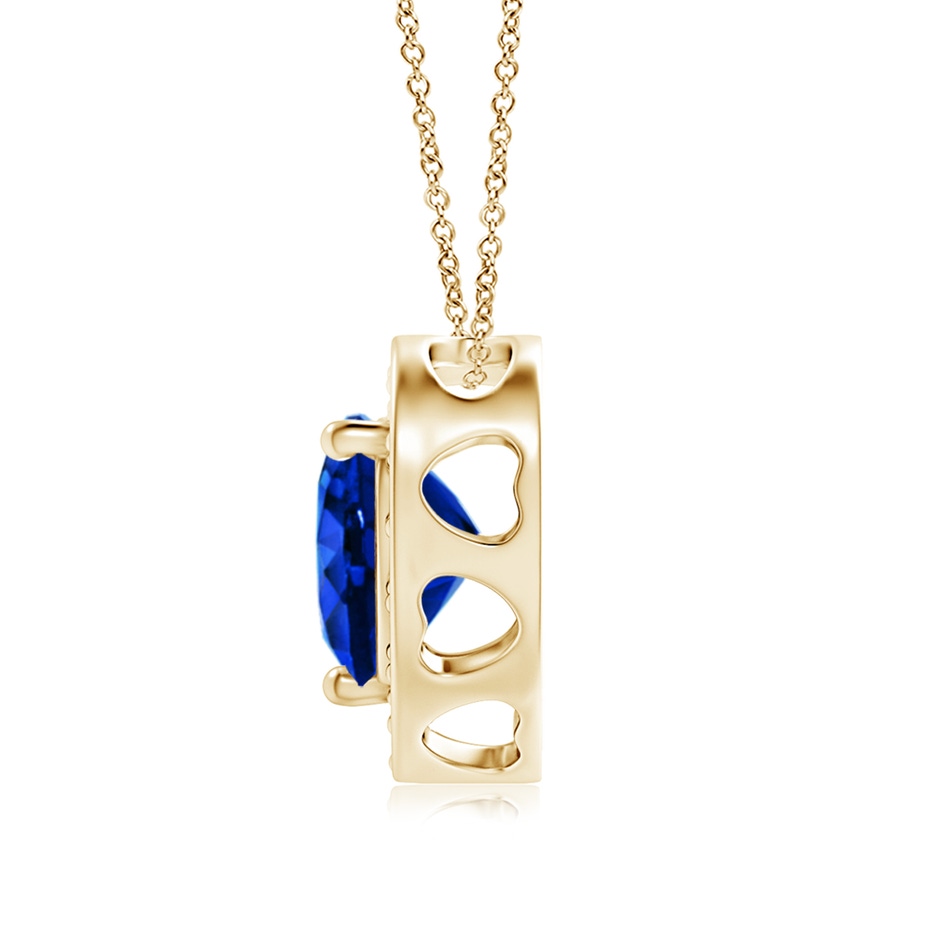 6mm AAAA Heart-Shaped Blue Sapphire Pendant with Diamond Halo in Yellow Gold side 199