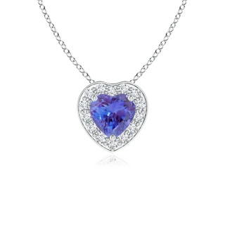 4mm AAA Heart-Shaped Tanzanite Pendant with Diamond Halo in P950 Platinum