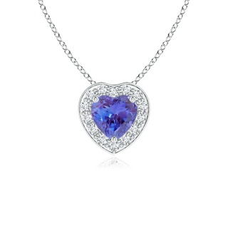 4mm AAA Heart-Shaped Tanzanite Pendant with Diamond Halo in White Gold