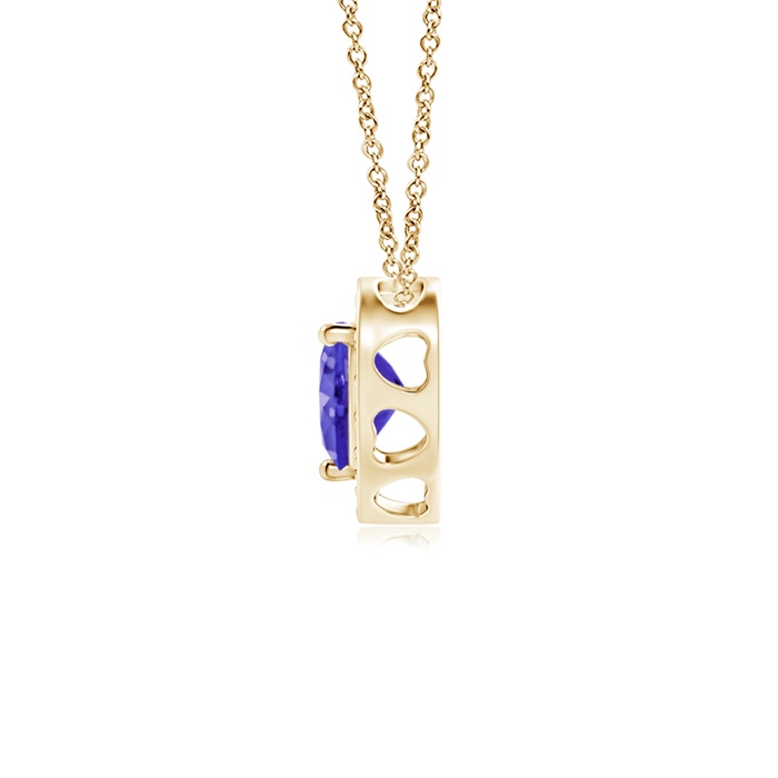 4mm AAAA Heart-Shaped Tanzanite Pendant with Diamond Halo in Yellow Gold product image
