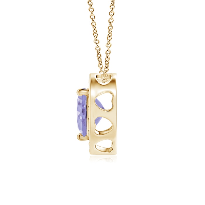5mm A Heart-Shaped Tanzanite Pendant with Diamond Halo in Yellow Gold product image
